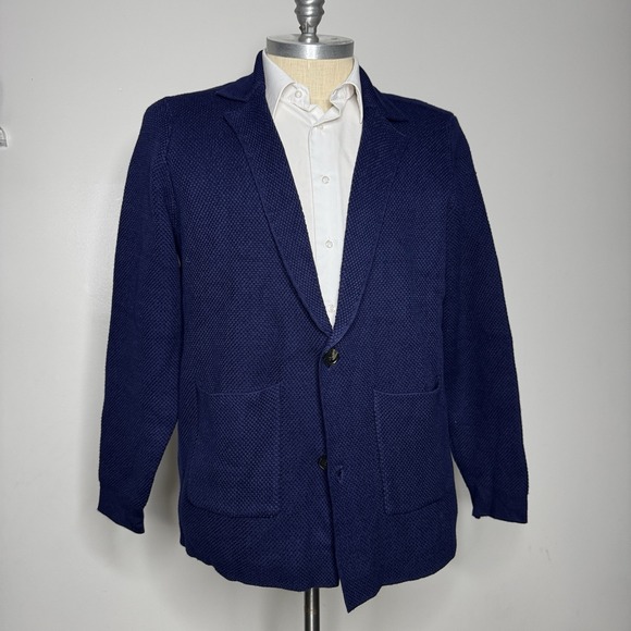 Paul Jones Men's Blazer 2XL‎ – Solid Blue Mesh Wool Sport Coat Unstructured - Picture 1 of 4